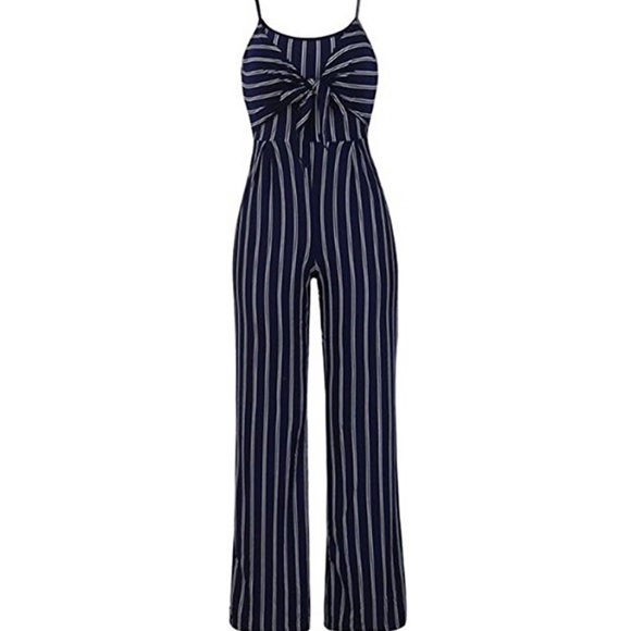 Striped Casual Jumpsuit Romper - Picture 3 of 3